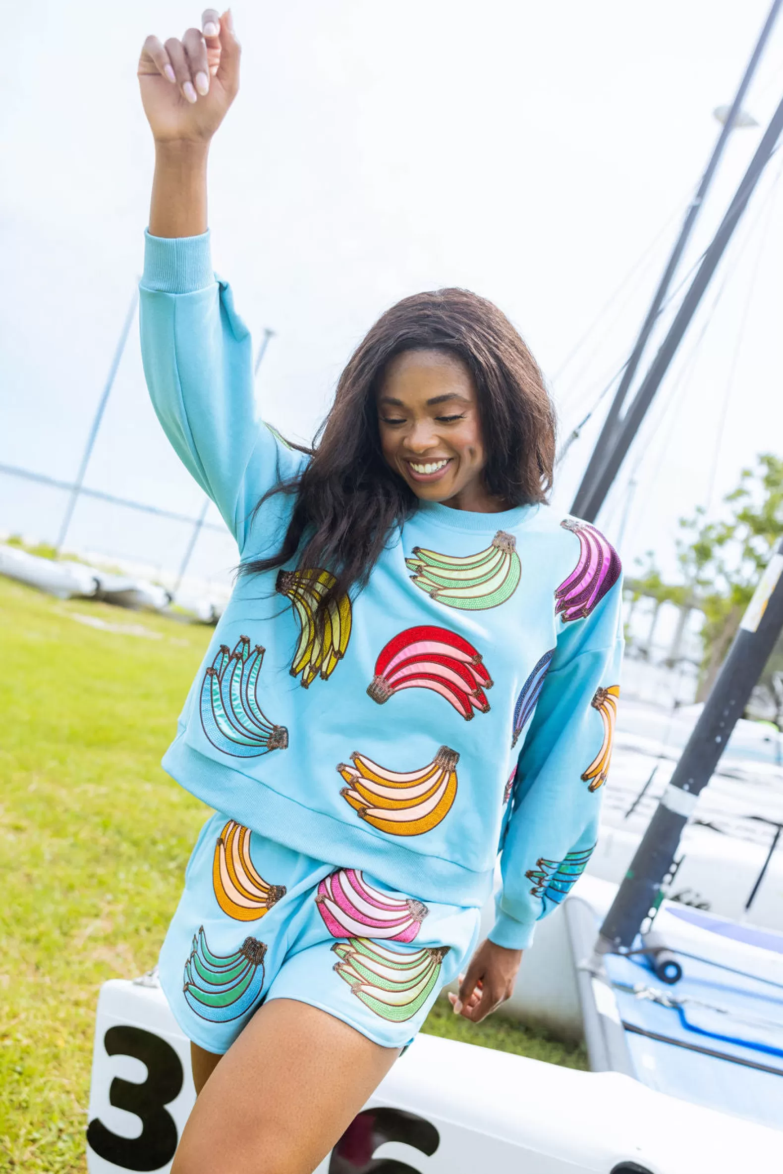 Queen of Sparkles Sets | Sweatshirts<Multi Banana Sweatshirt Aqua