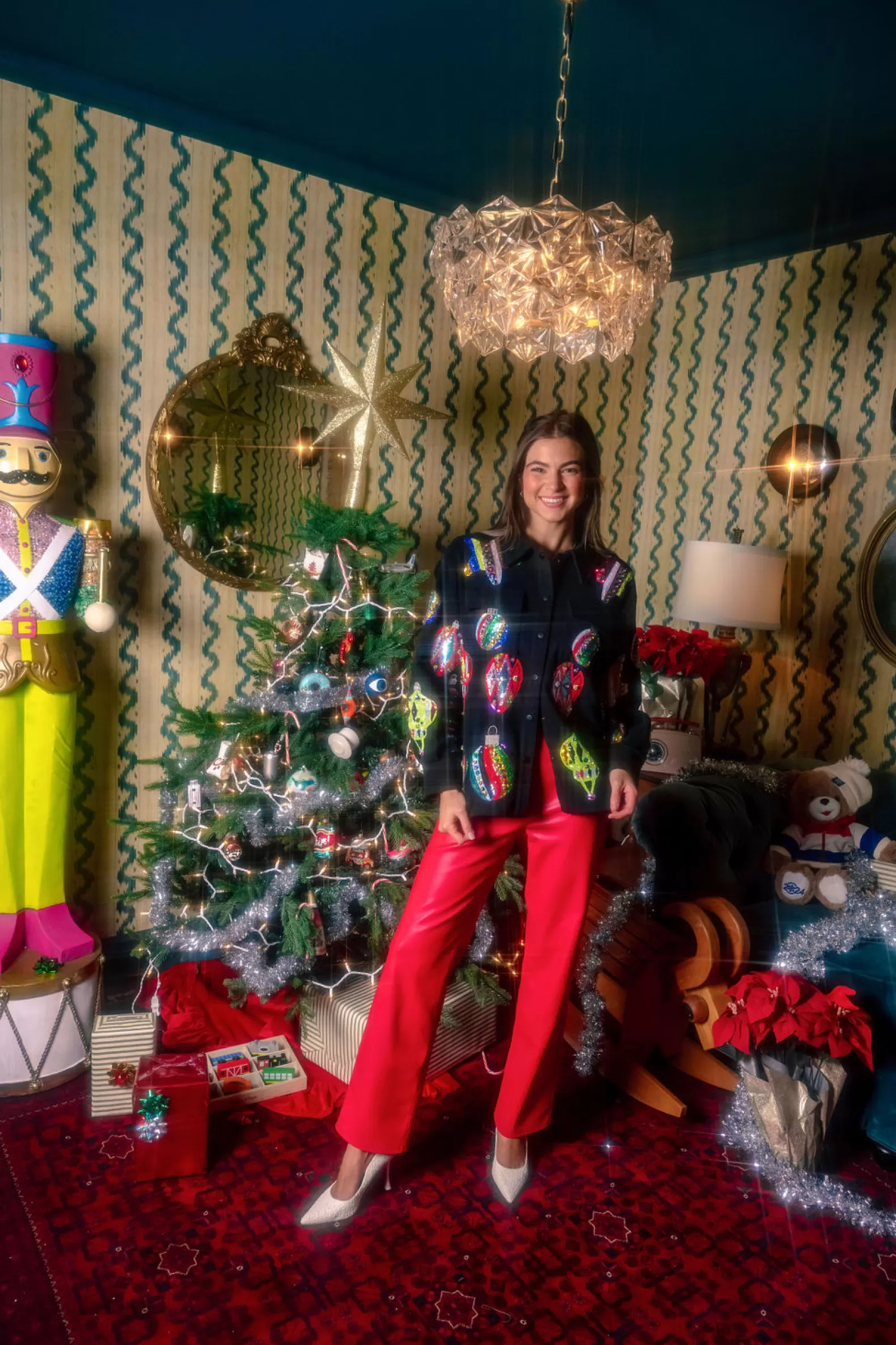 Queen of Sparkles Jackets & Blazers<Multi Color Ornaments Shacket Black