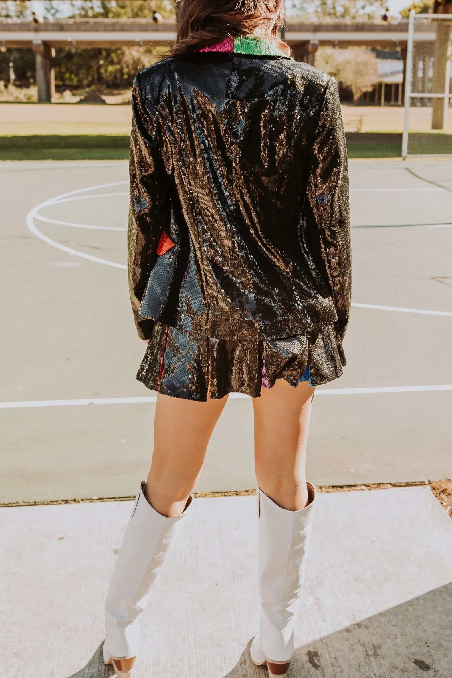 Queen of Sparkles Jackets & Blazers<Black Sequin Colorblock Lapel Blazer