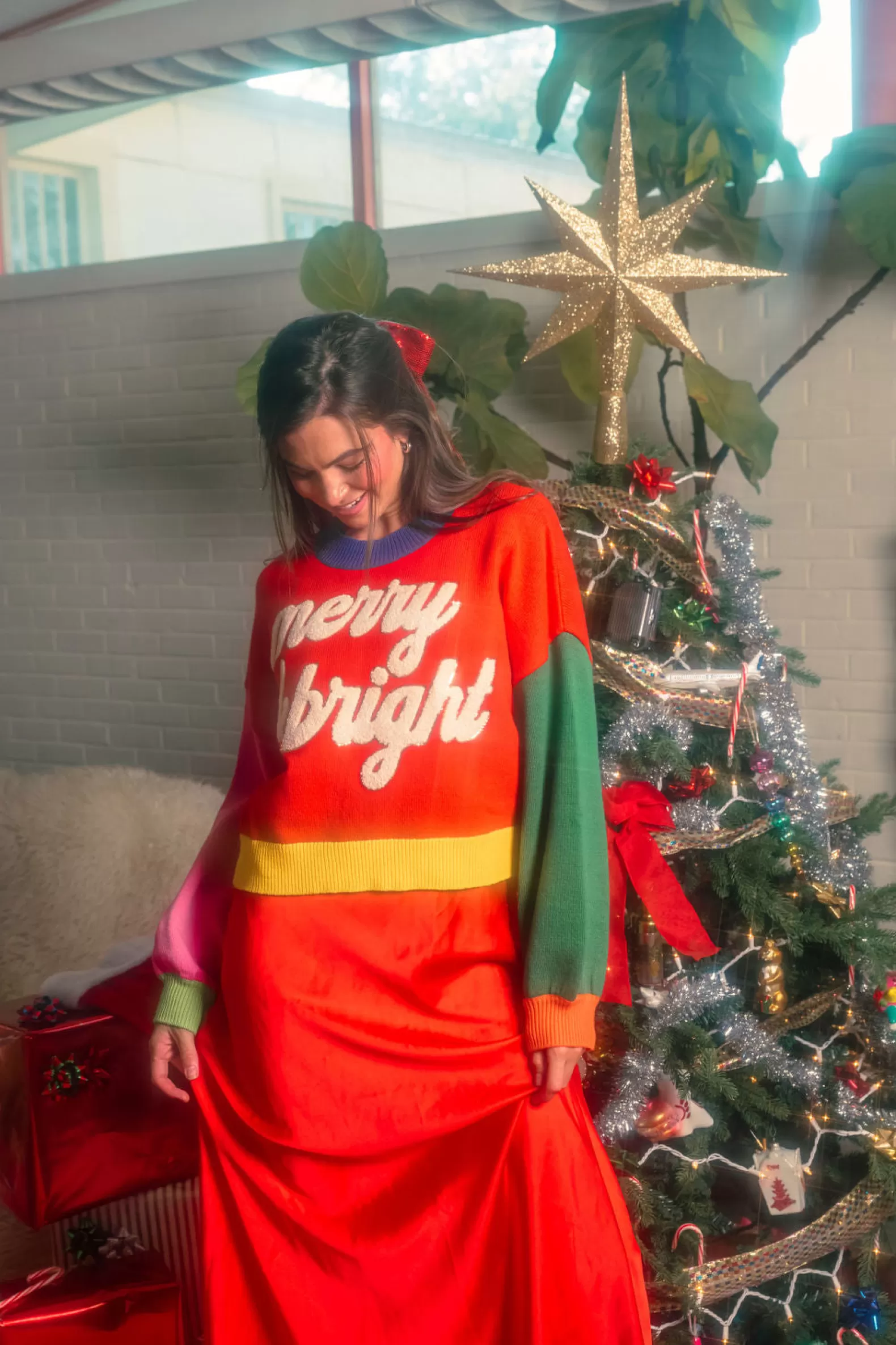 Queen of Sparkles Sweaters<Fuzzy 'Merry & Bright' Sweater Colorblock