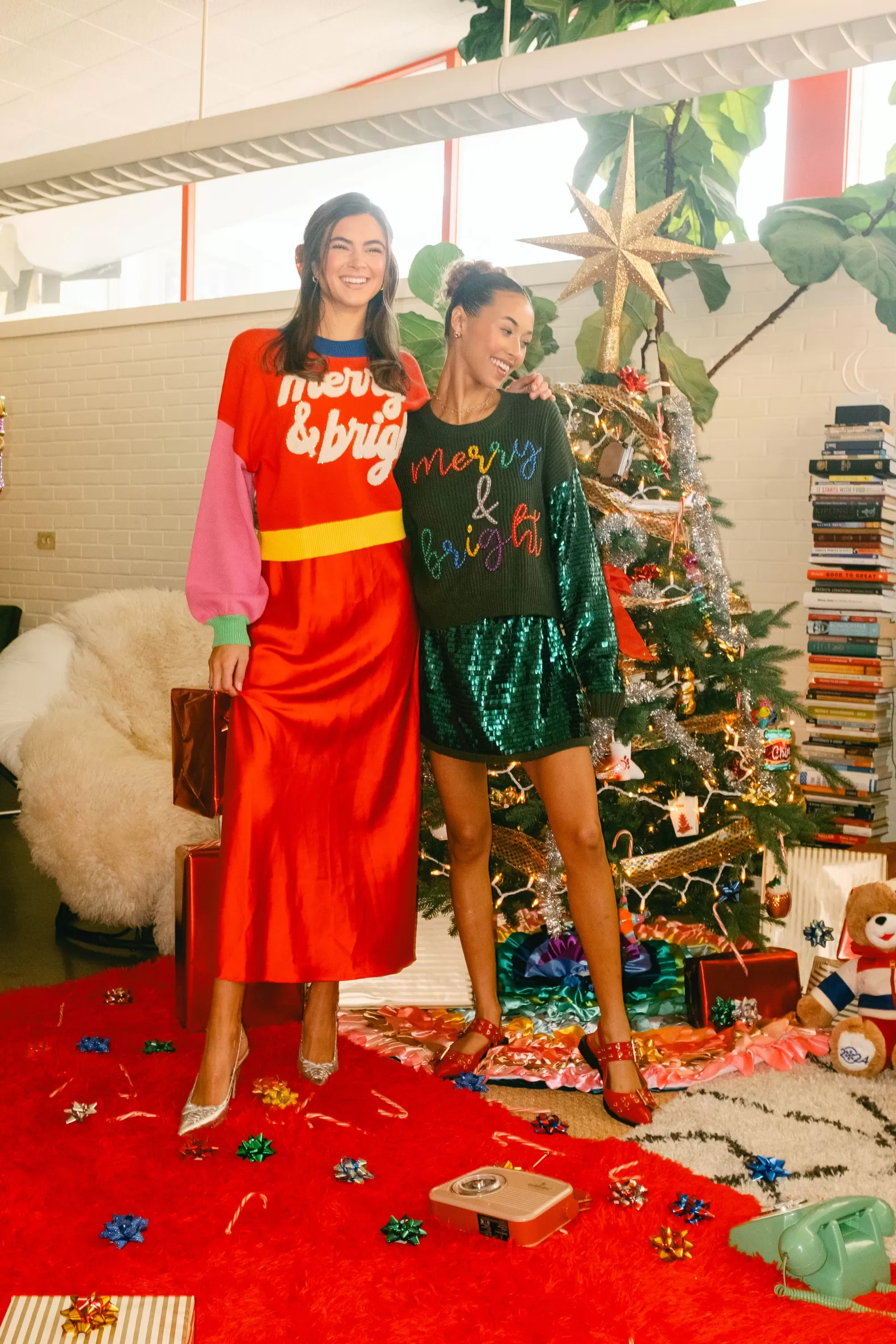 Queen of Sparkles Sweaters<Fuzzy 'Merry & Bright' Sweater Colorblock