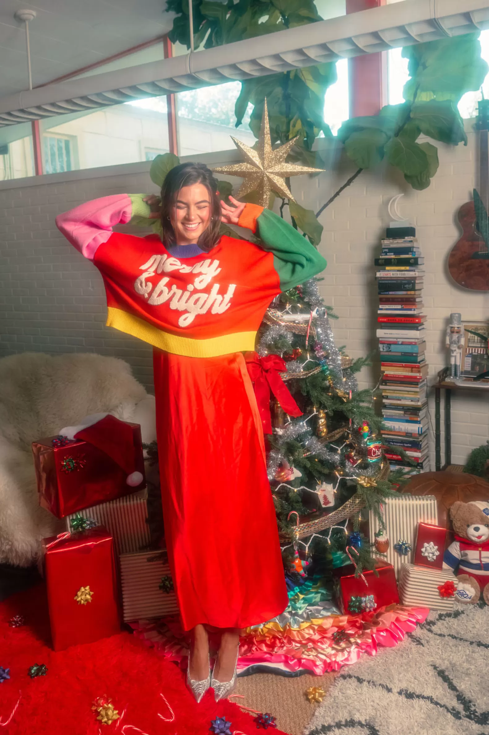 Queen of Sparkles Sweaters<Fuzzy 'Merry & Bright' Sweater Colorblock