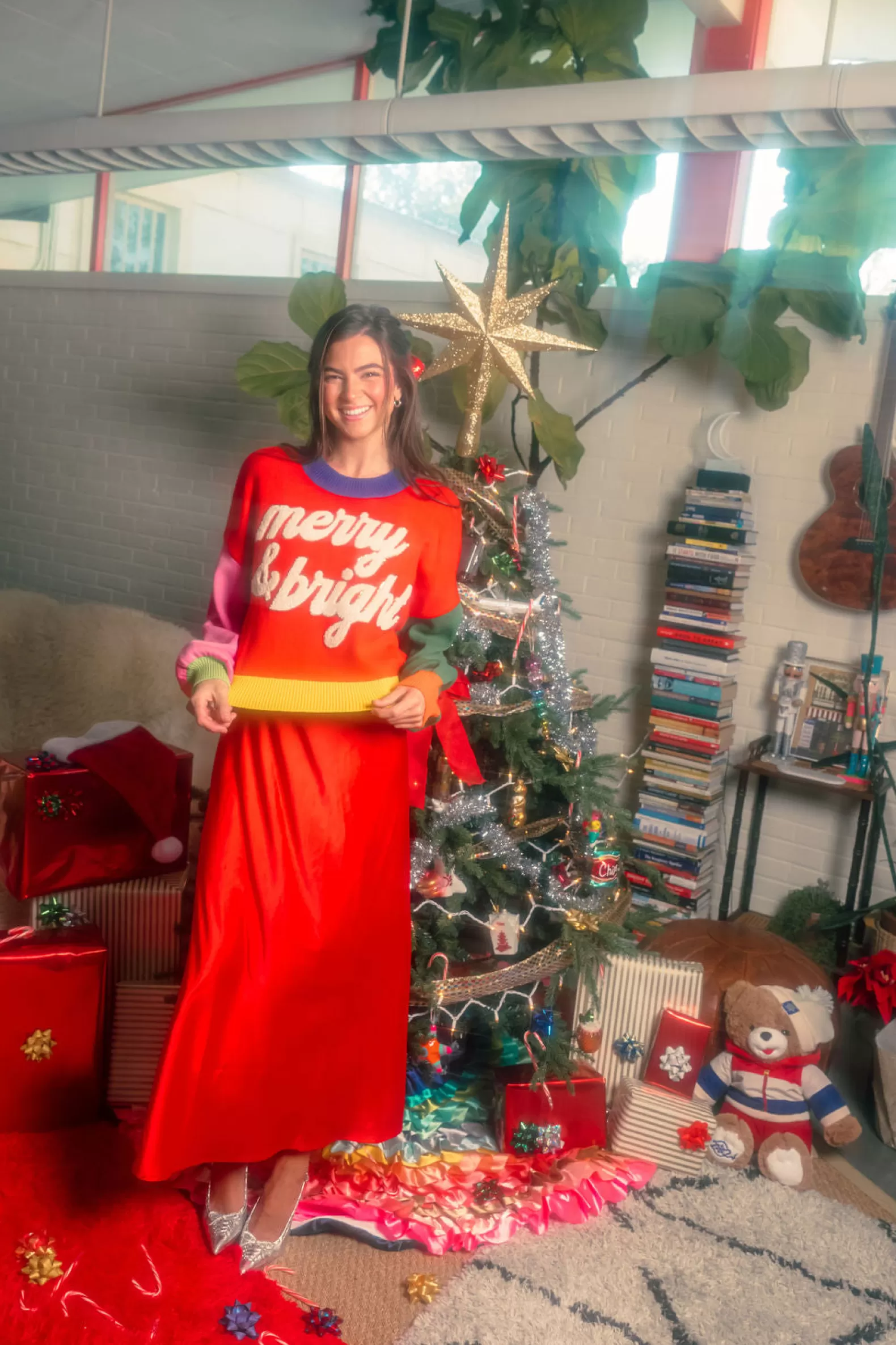 Queen of Sparkles Sweaters<Fuzzy 'Merry & Bright' Sweater Colorblock