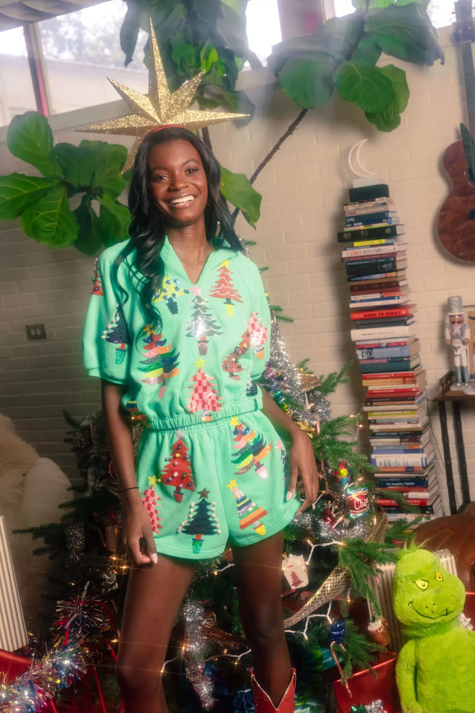 Queen of Sparkles Sets | Shorts<Colorblock Trees Shorts Green