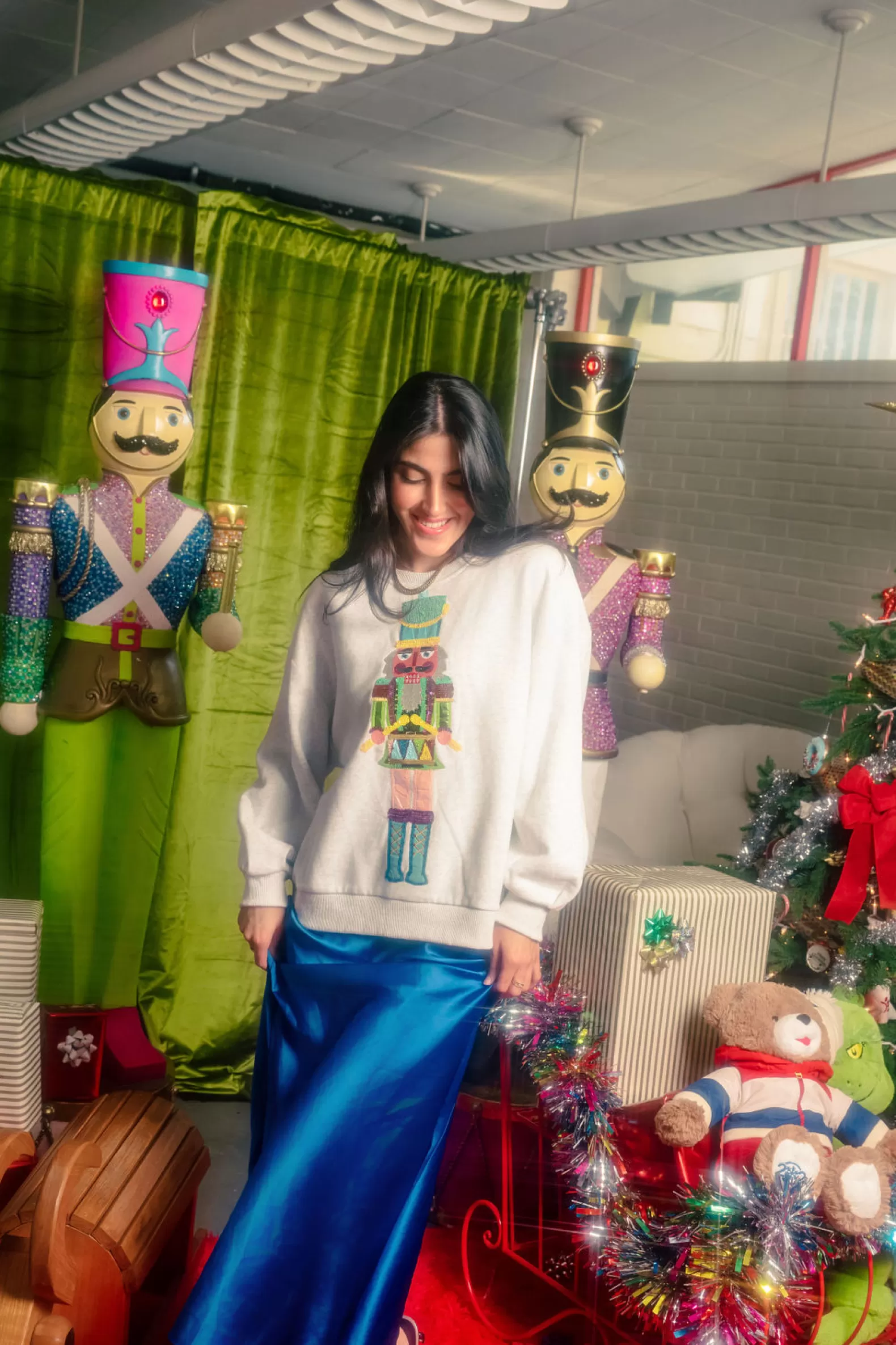 Queen of Sparkles Sweatshirts<Colorblock Drummer Nutcracker Sweatshirt Grey