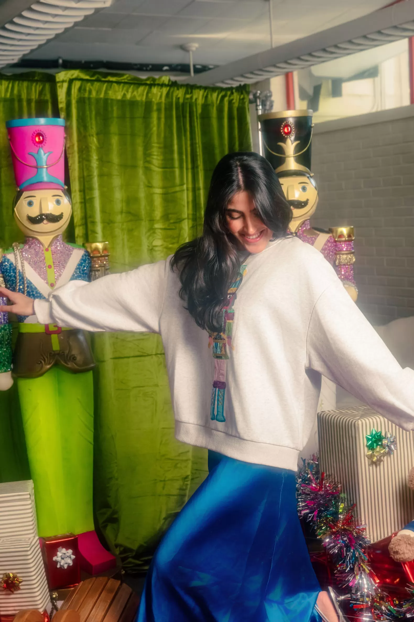 Queen of Sparkles Sweatshirts<Colorblock Drummer Nutcracker Sweatshirt Grey