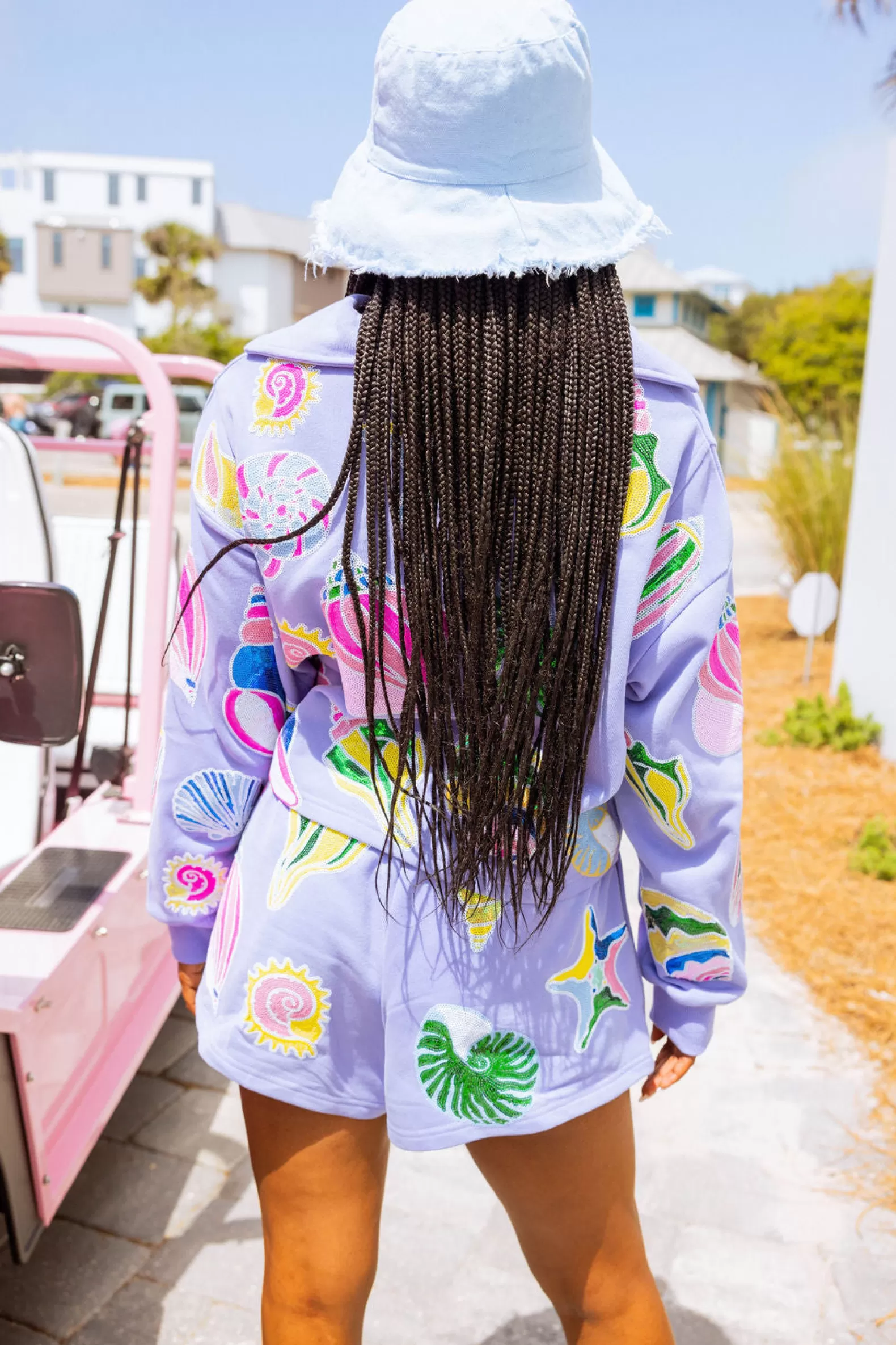 Queen of Sparkles Sweatshirts | Sets<Colorblock Shell Collar Sweatshirt Indigo