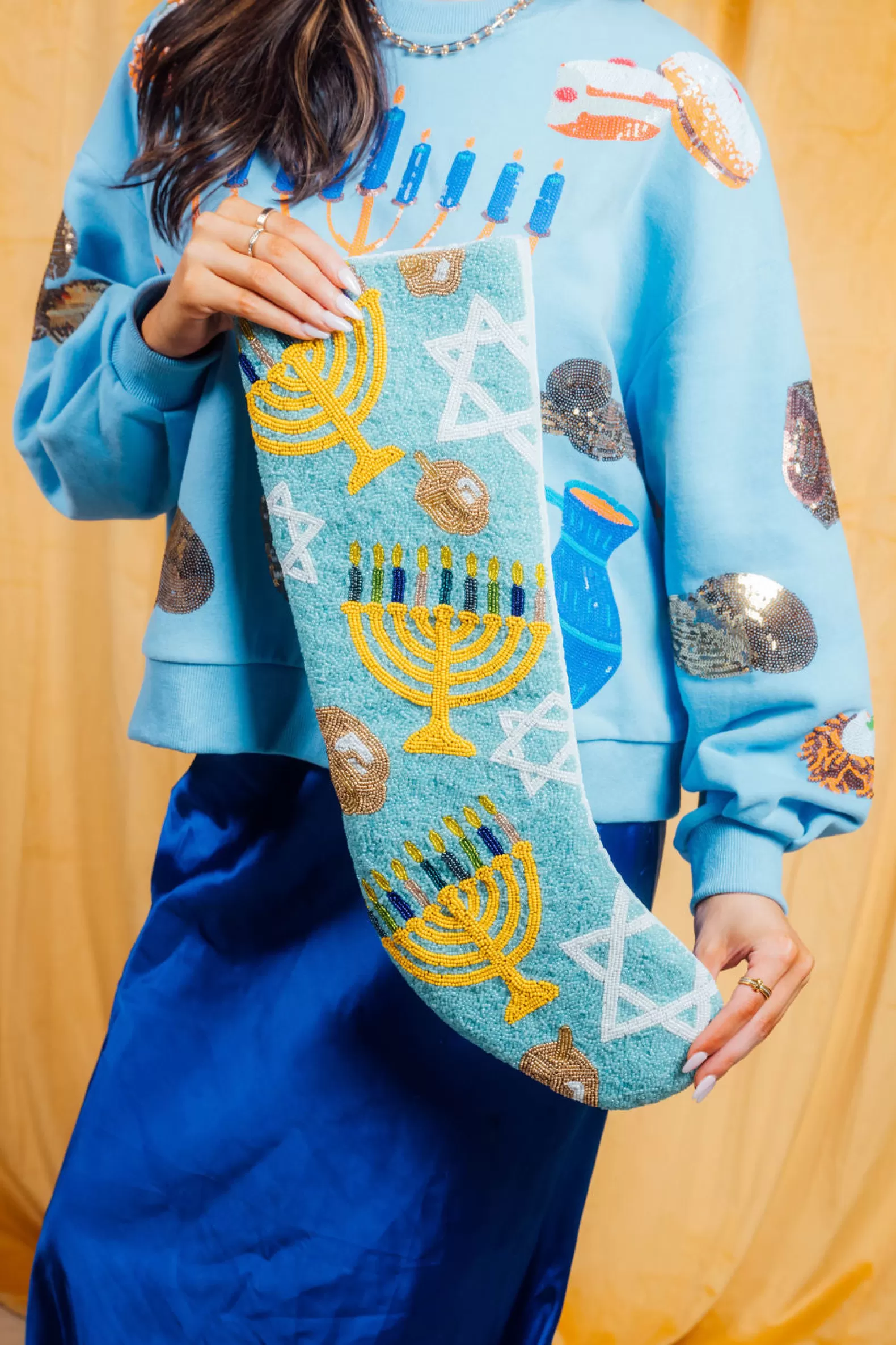 Queen of Sparkles Accessories<ITES x Sami Riccioli x Blue Hanukkah Stocking