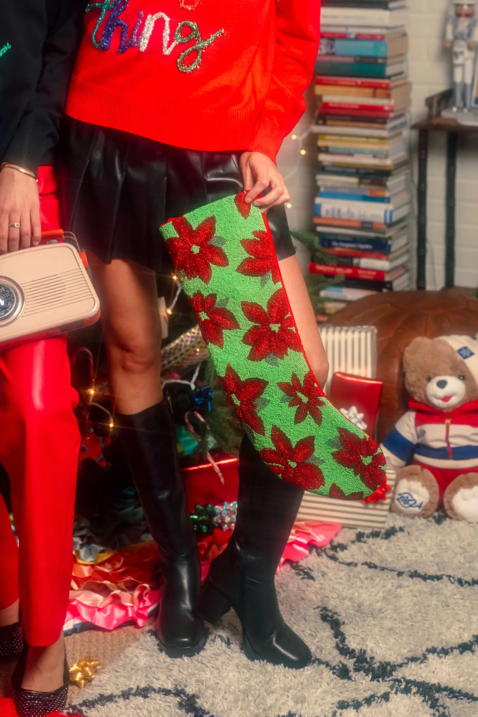 Queen of Sparkles Accessories<ITES x Sami Riccioli x Green Poinsettia Stocking