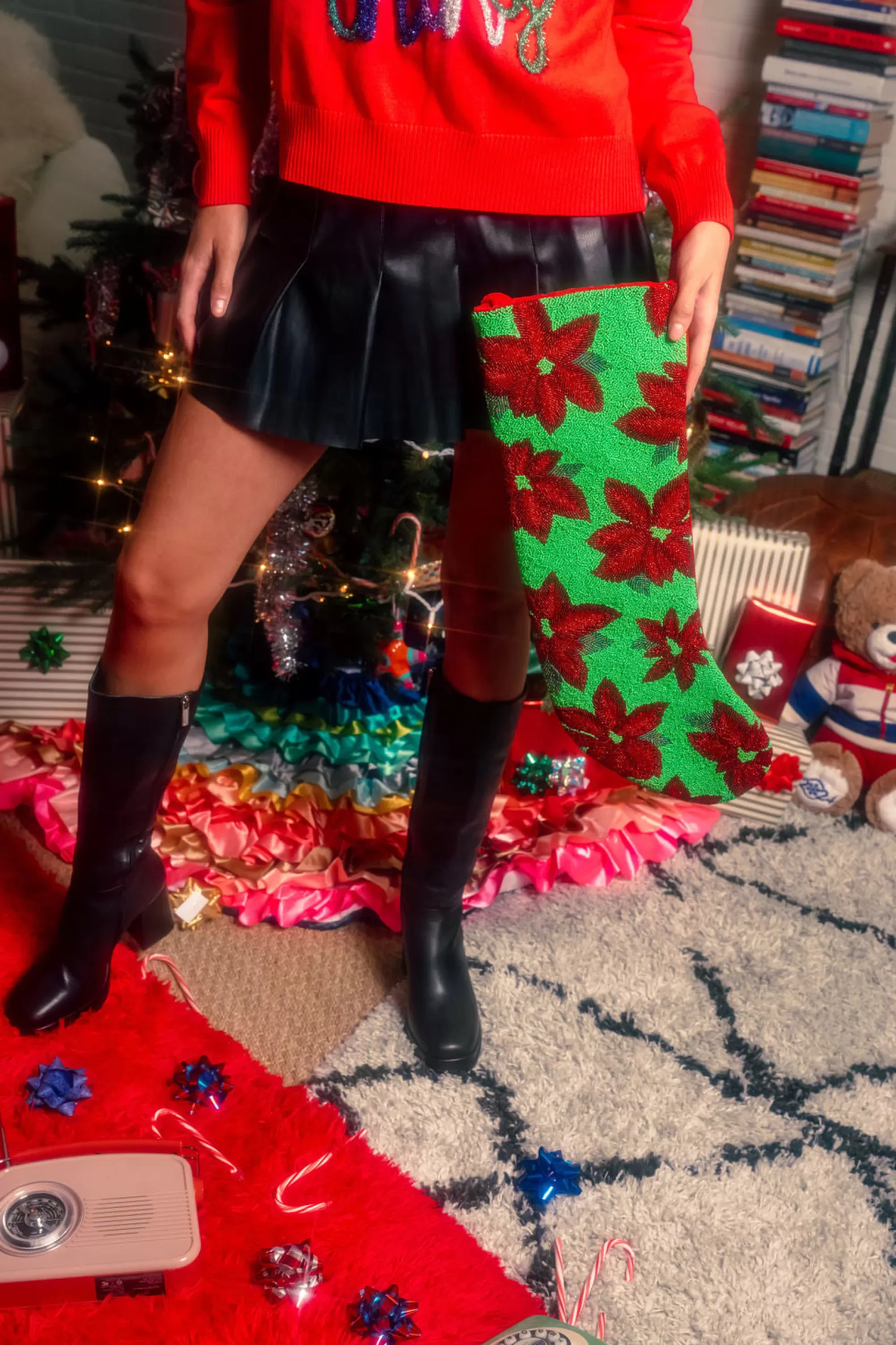 Queen of Sparkles Accessories<ITES x Sami Riccioli x Green Poinsettia Stocking