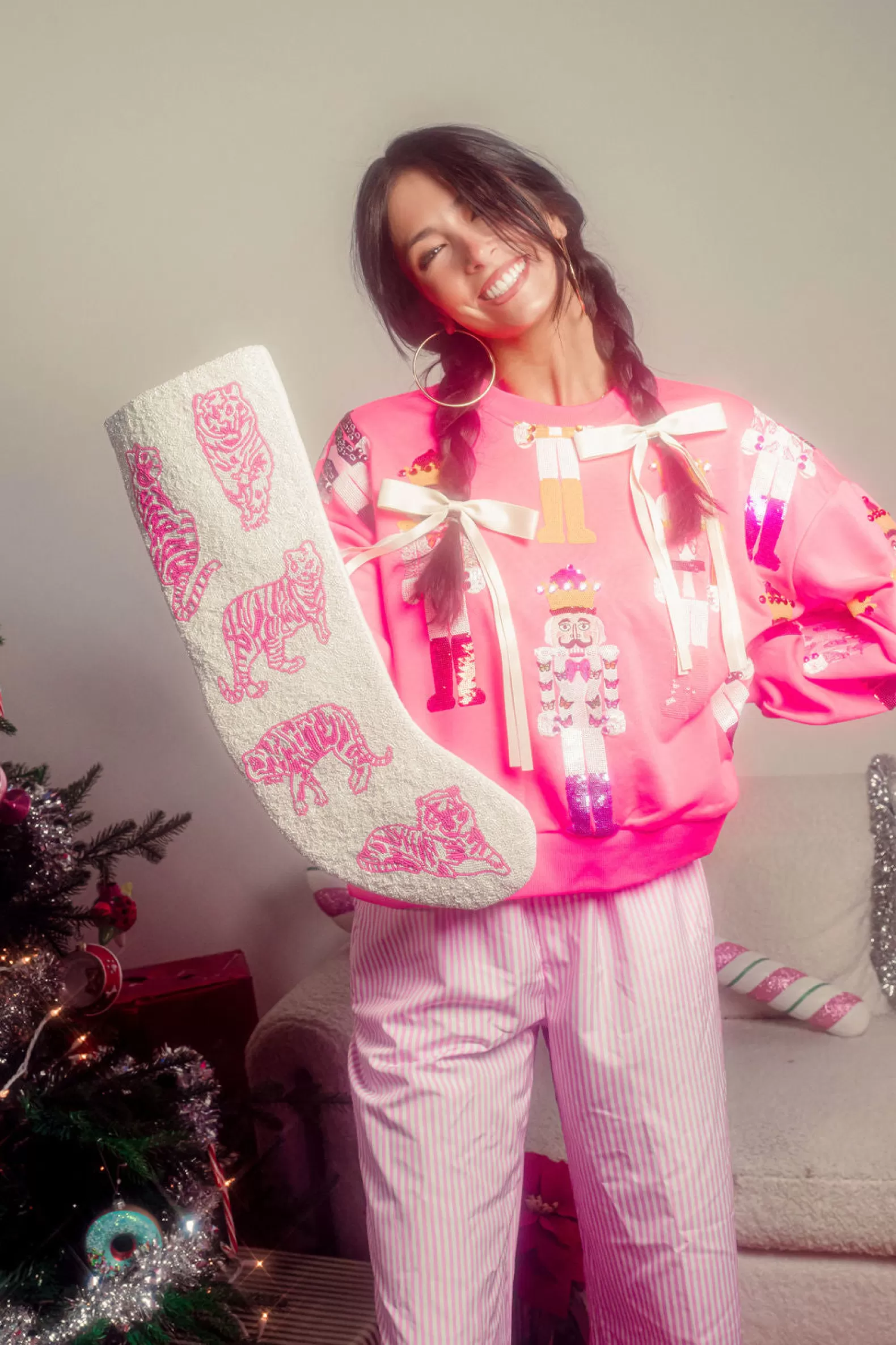 Queen of Sparkles Accessories<ITES x Sami Riccioli x White & Pink Tiger Stocking