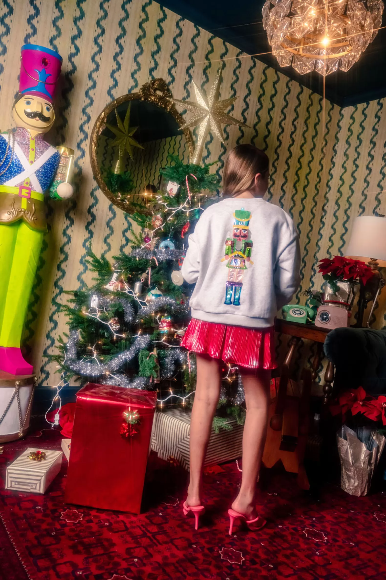 Queen of Sparkles Kids<Kids Colorblock Drummer Nutcracker Sweatshirt Grey