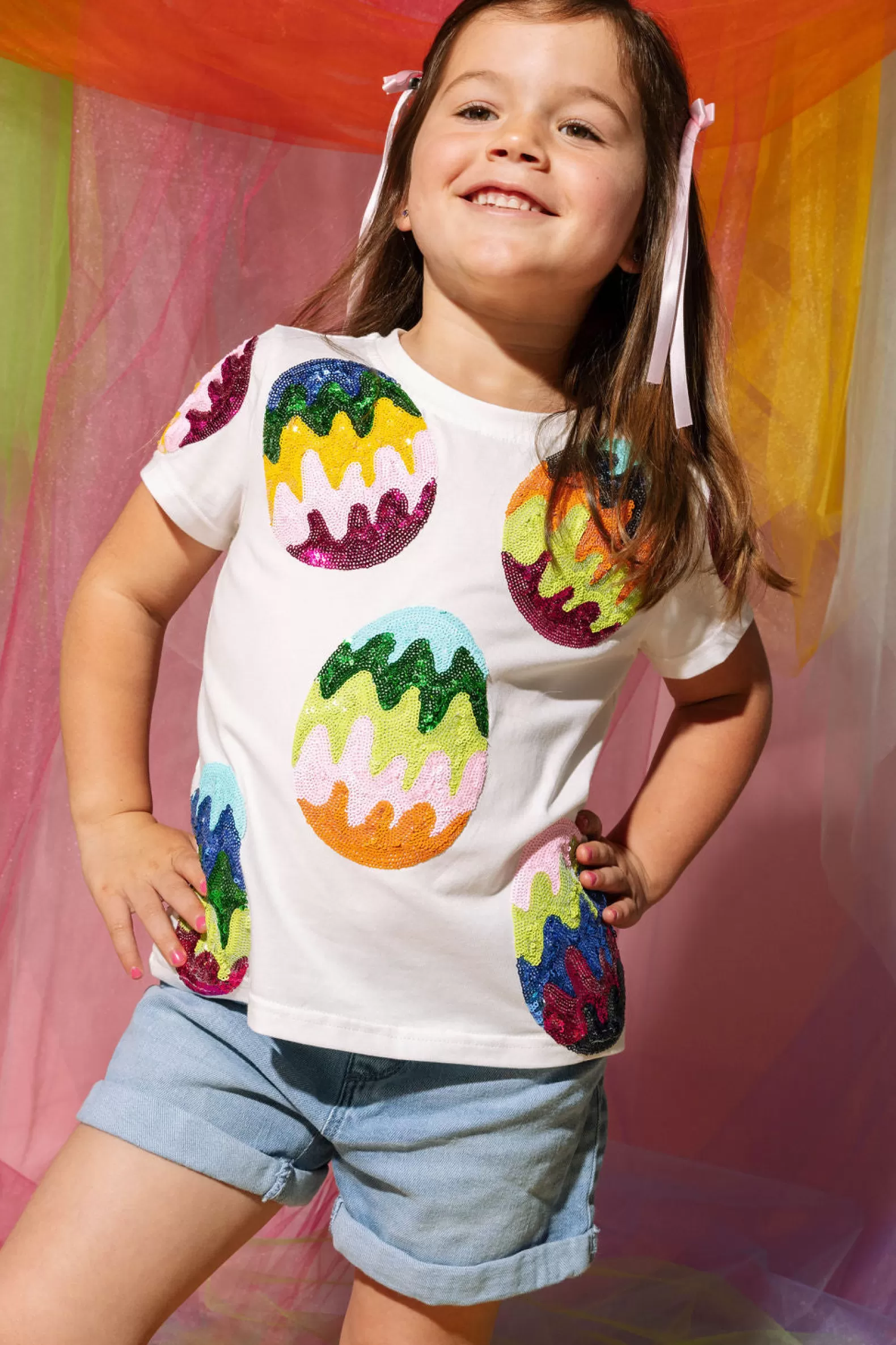 Queen of Sparkles Our Favorites | Kids<Kids Groovy Easter Egg Tee White