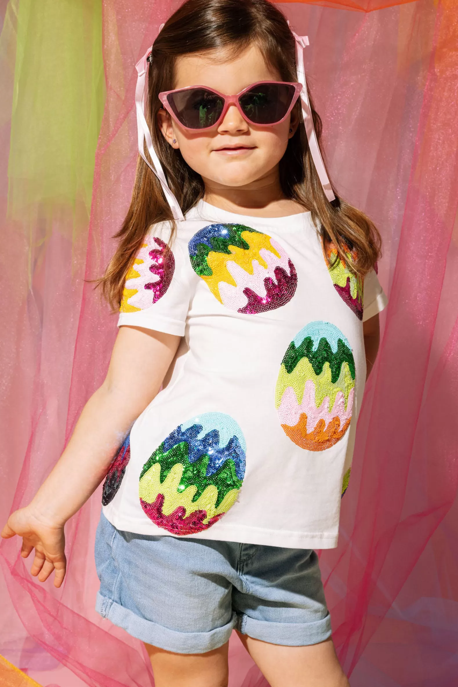 Queen of Sparkles Our Favorites | Kids<Kids Groovy Easter Egg Tee White