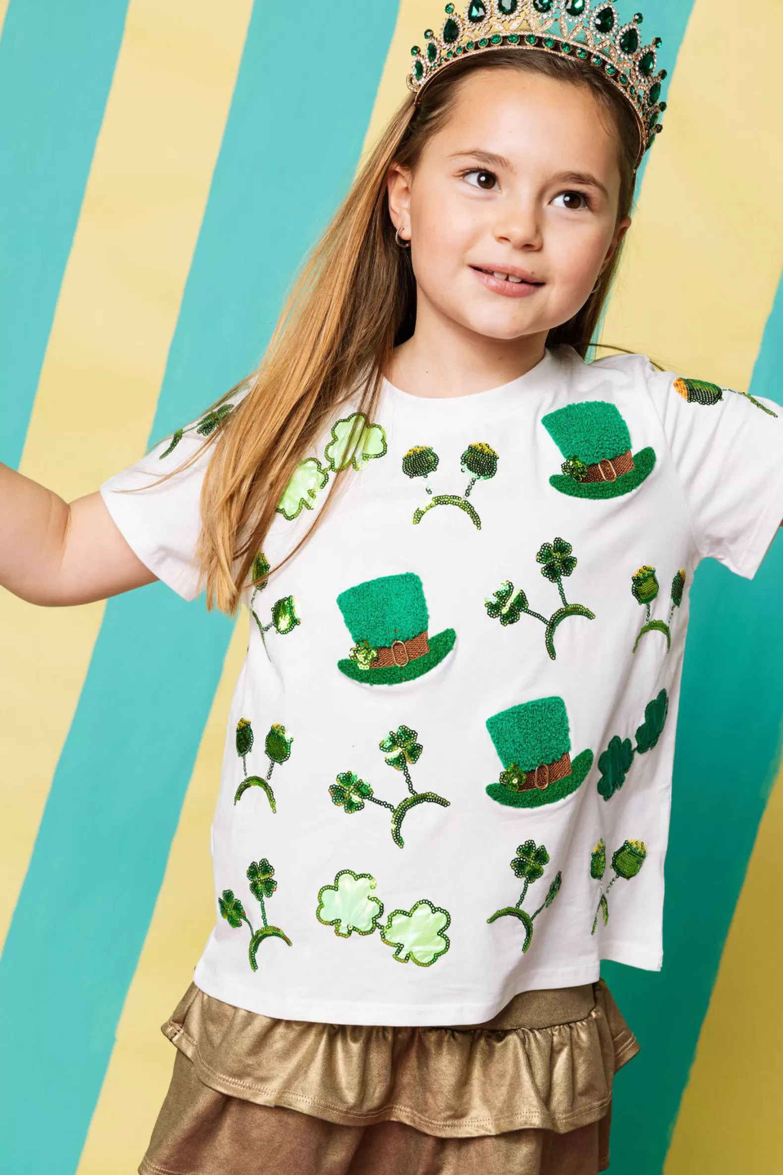 Queen of Sparkles Our Favorites | Kids<Kids St. Patrick's Day Sunglass, Hat & Headband Icon Tee White