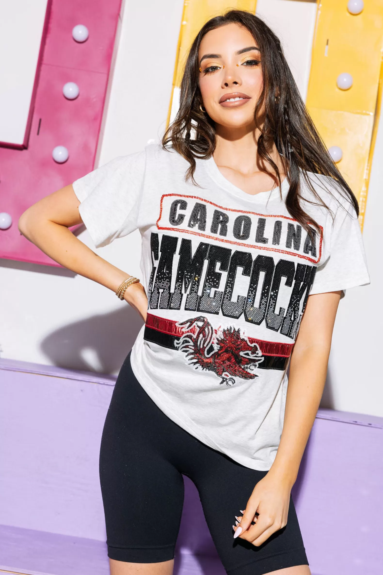 Queen of Sparkles Tees<Licensed 'Carolina Gamecocks' Vintage Tee Grey