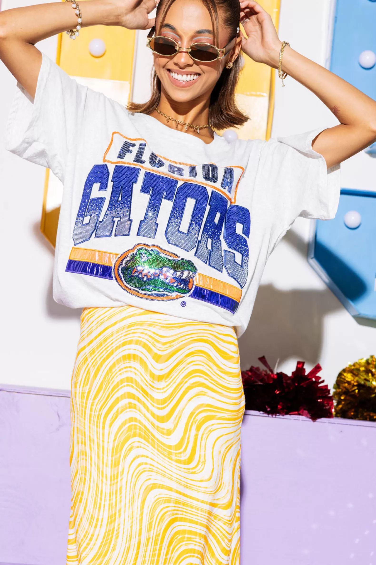 Queen of Sparkles Tees<Licensed 'Florida Gators' Vintage Tee Grey