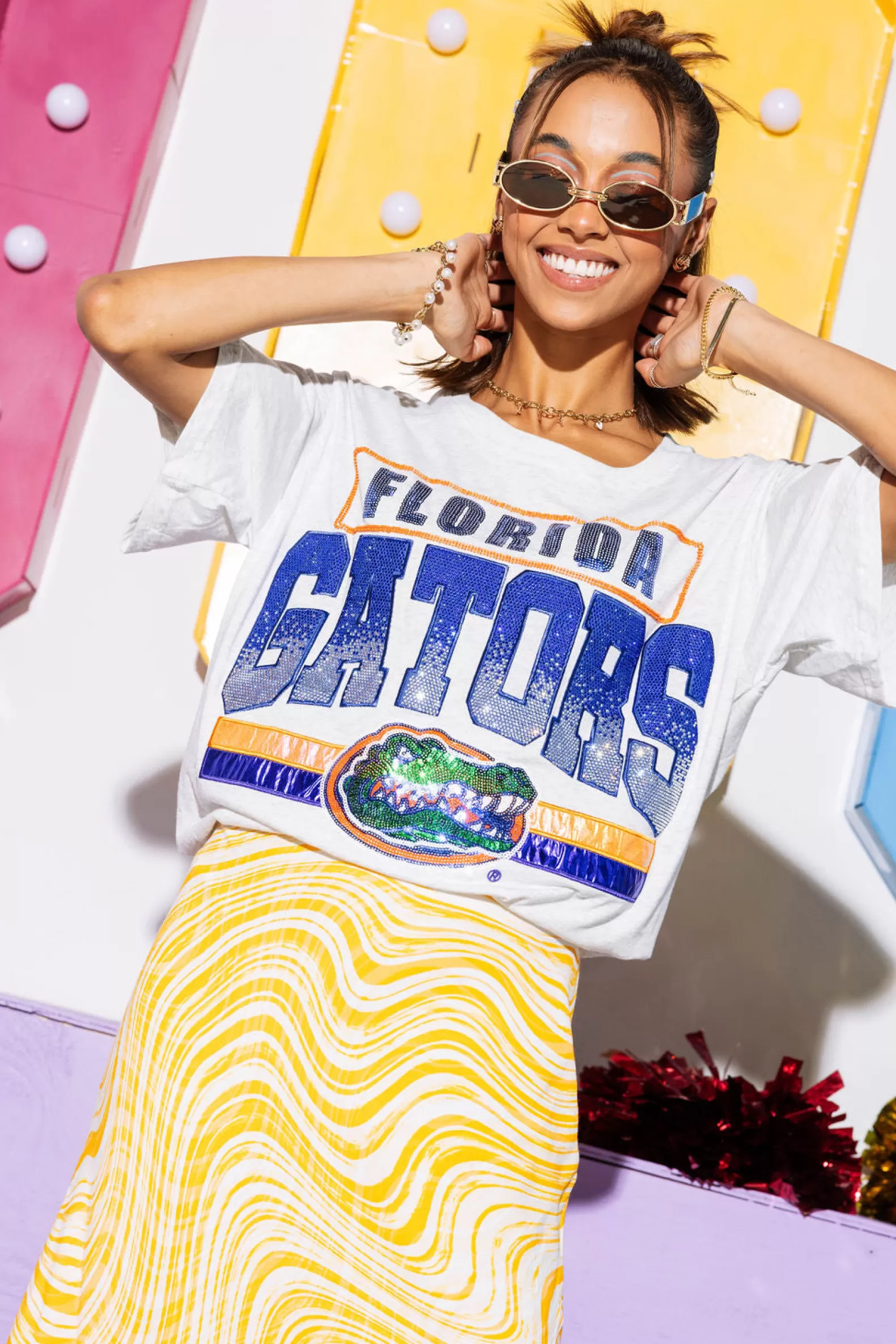 Queen of Sparkles Tees<Licensed 'Florida Gators' Vintage Tee Grey