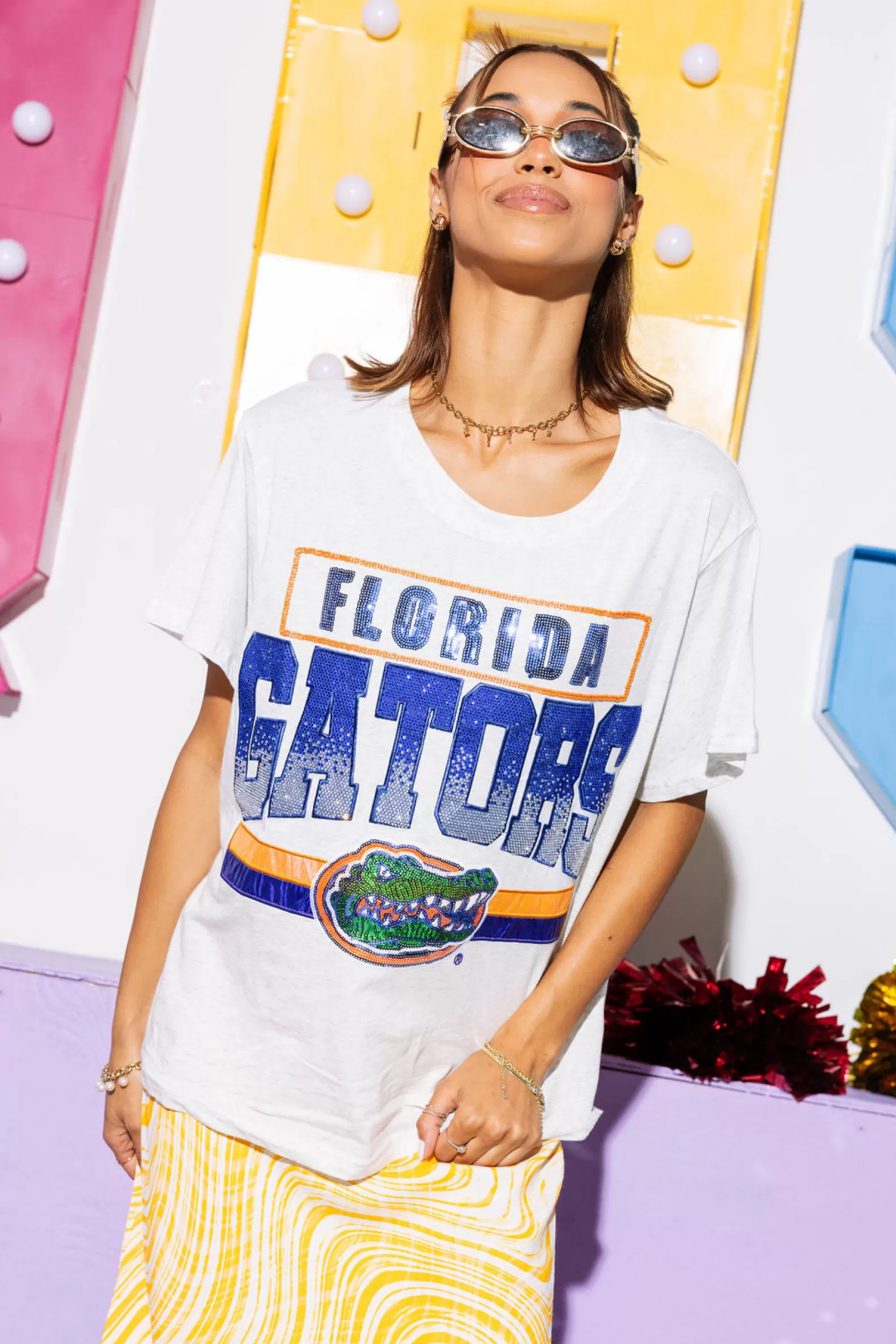 Queen of Sparkles Tees<Licensed 'Florida Gators' Vintage Tee Grey