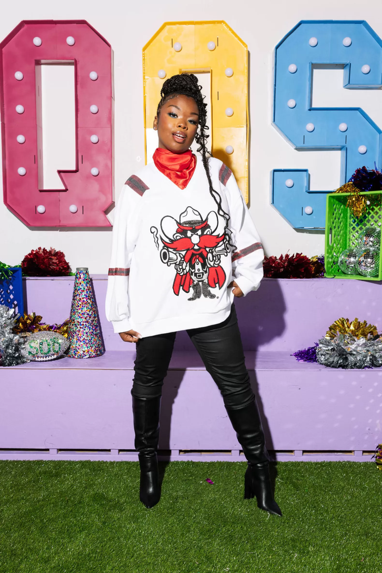 Queen of Sparkles Sweatshirts<Licensed- , Black & Red Texas Tech Raider Red Jersey Sweatshirt White