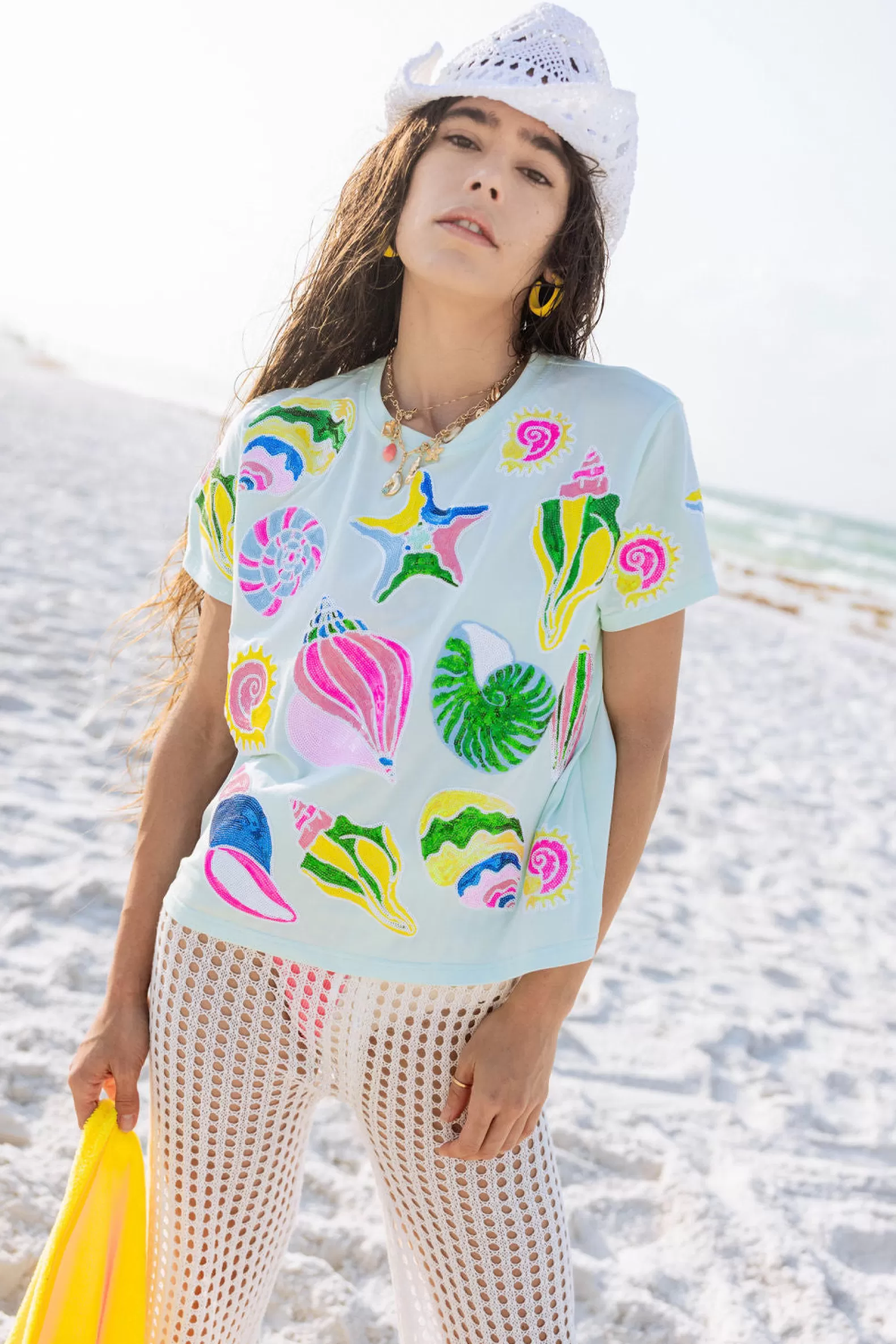 Queen of Sparkles Tees<Colorblock Shell Tee Light Blue