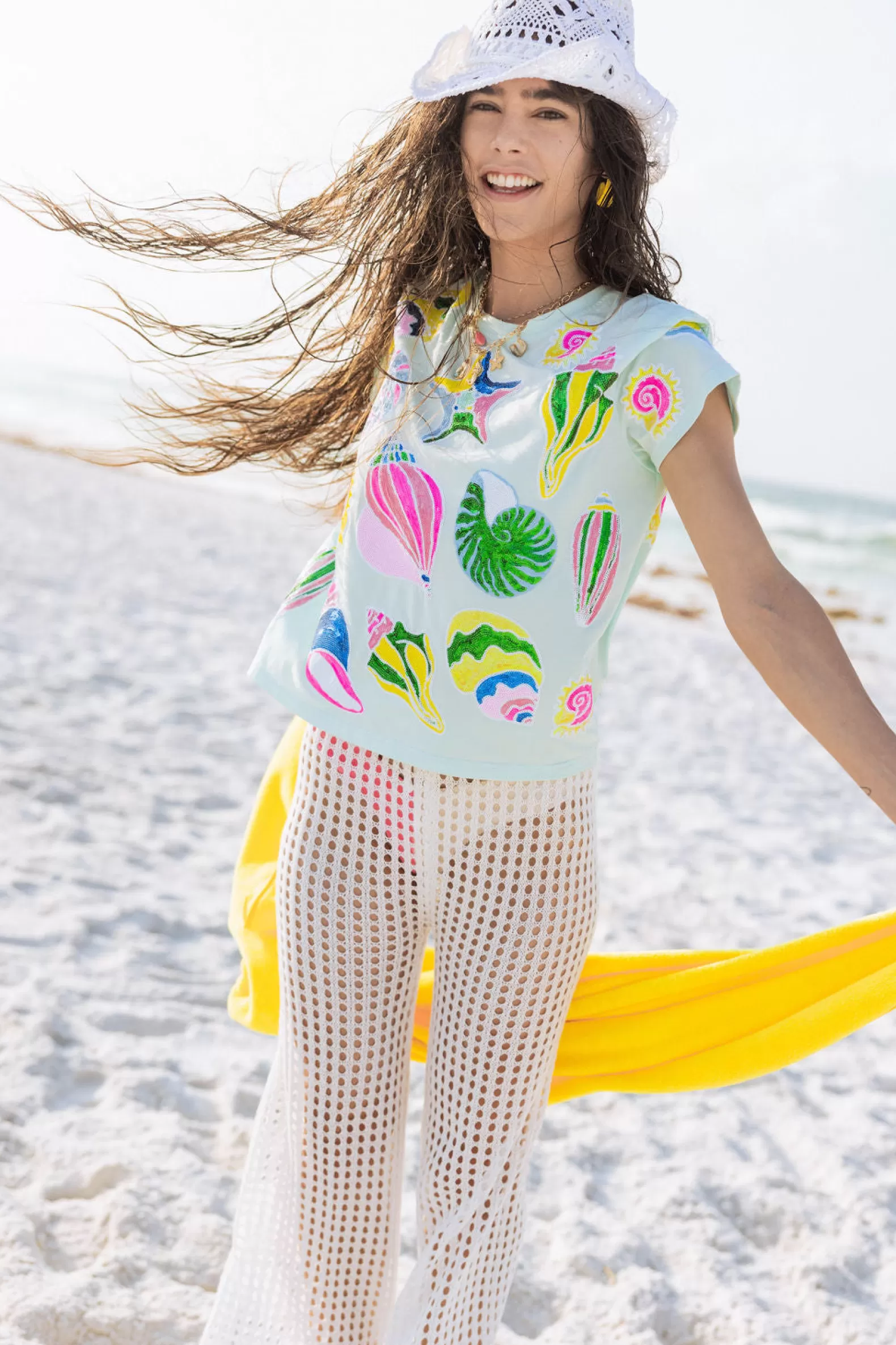 Queen of Sparkles Tees<Colorblock Shell Tee Light Blue