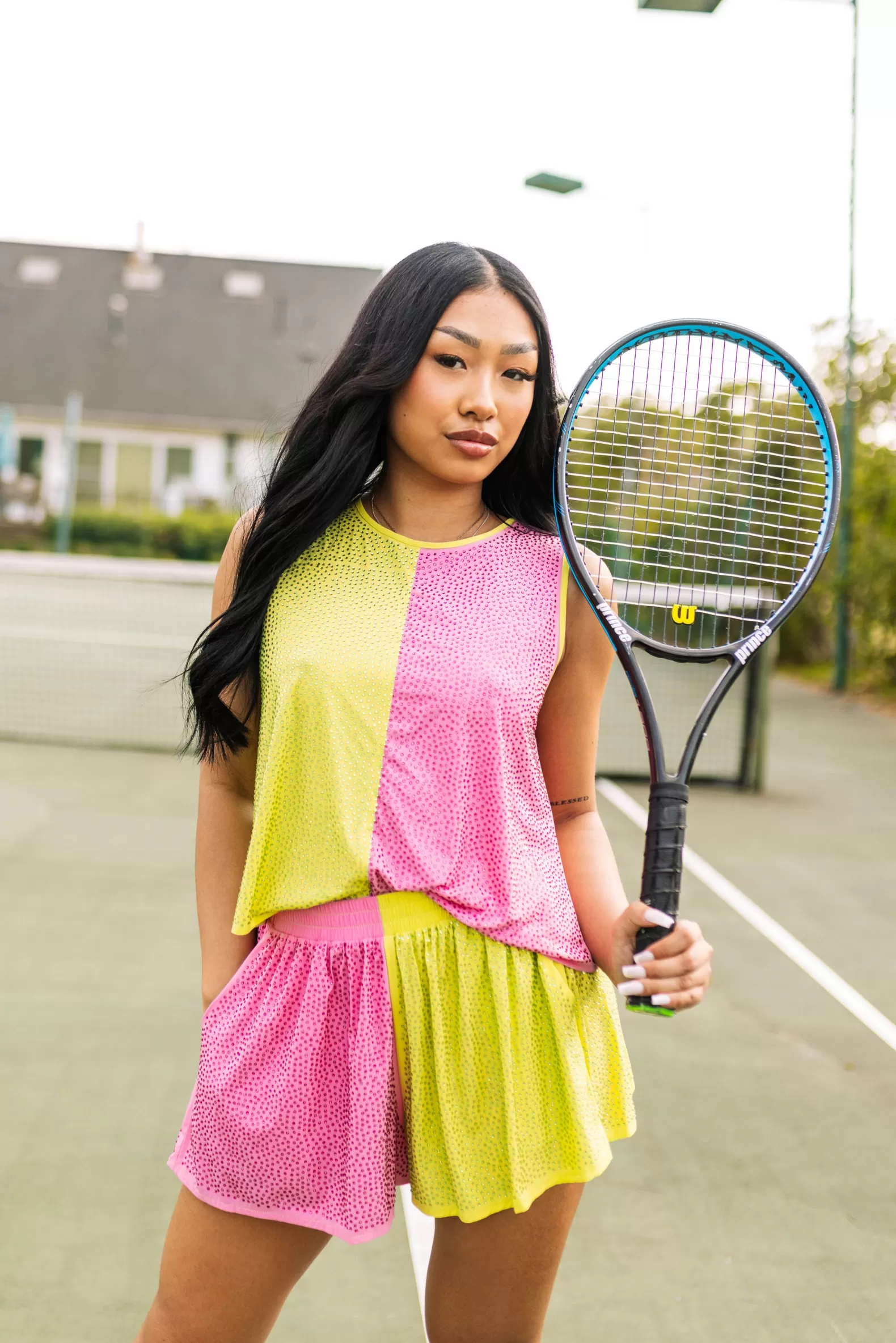 Queen of Sparkles Activewear | Shorts<Lime/Bubblegum Active Rhinestone Short