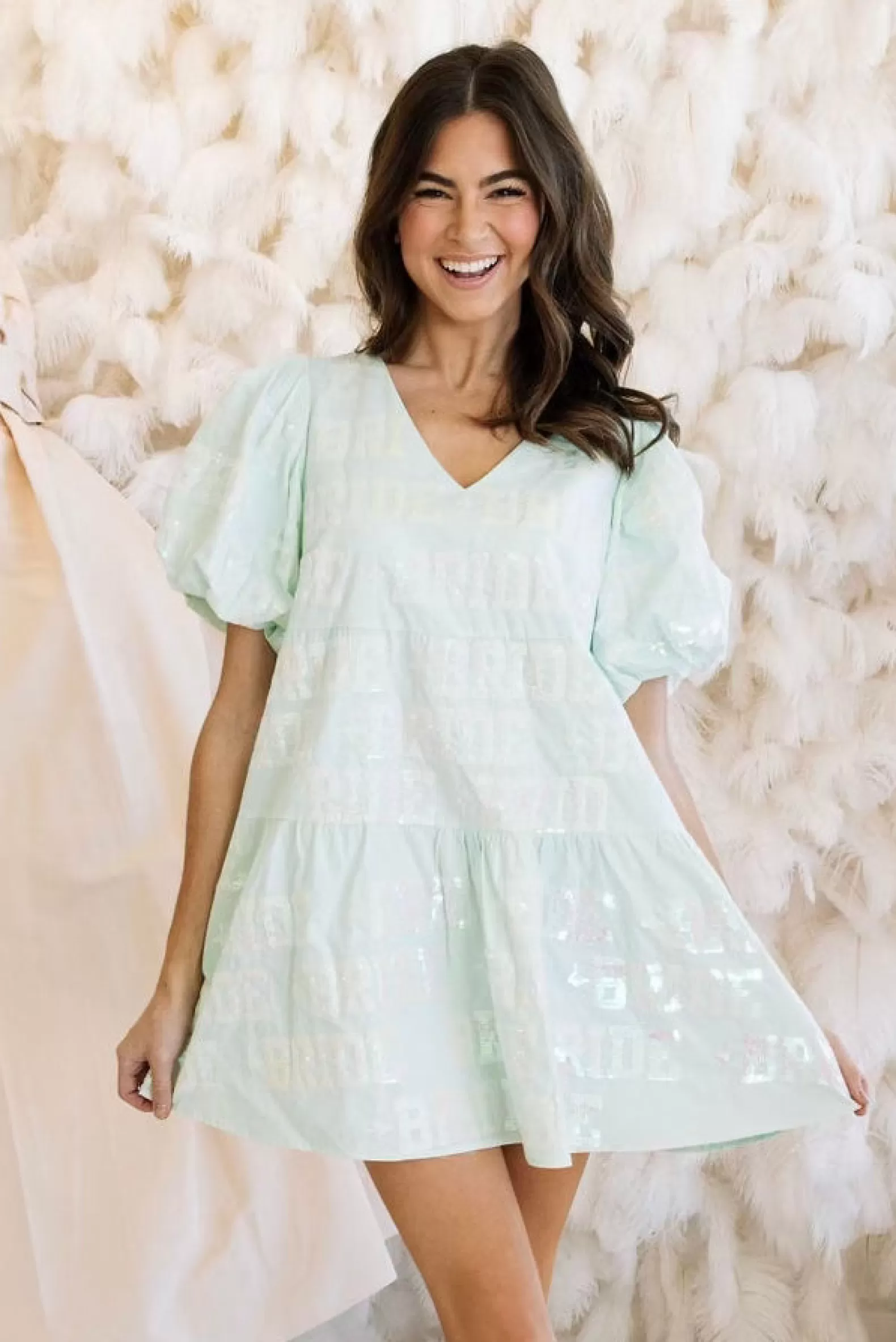 Queen of Sparkles Dresses | Our Favorites<Bride All Over Poof Sleeve Dress Mint