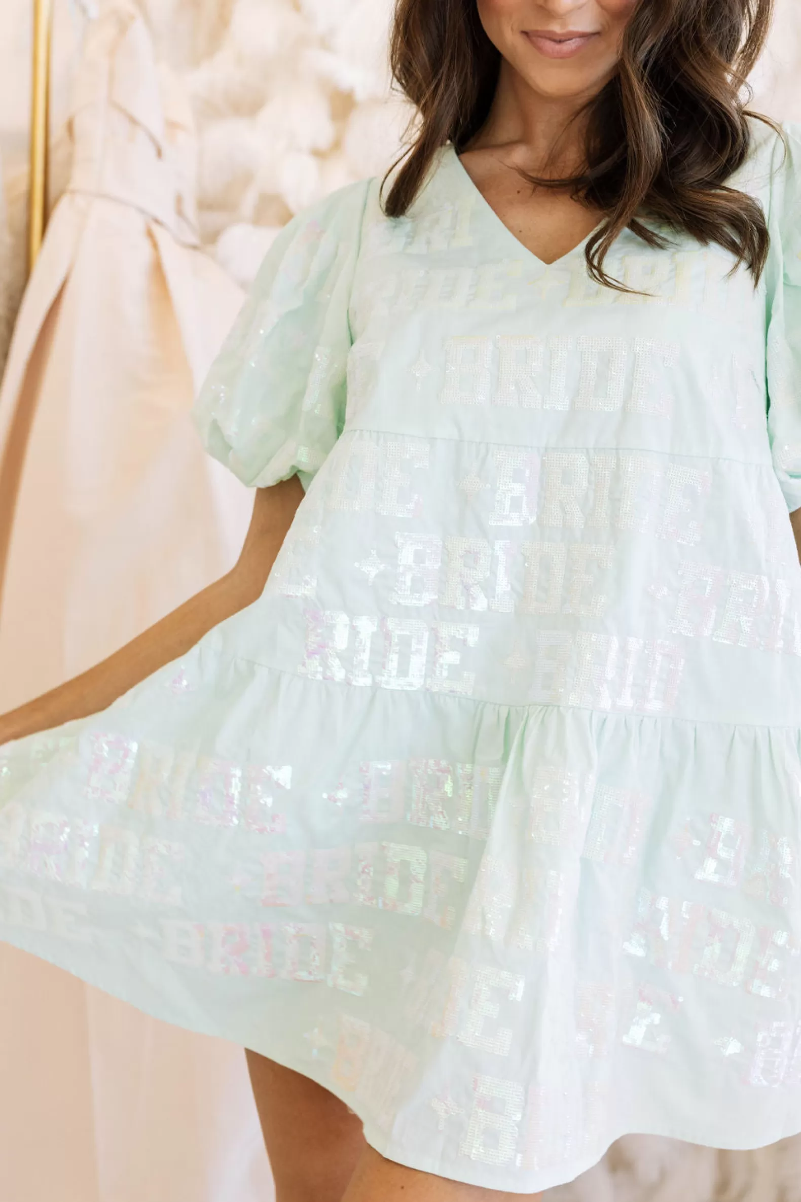 Queen of Sparkles Dresses | Our Favorites<Bride All Over Poof Sleeve Dress Mint