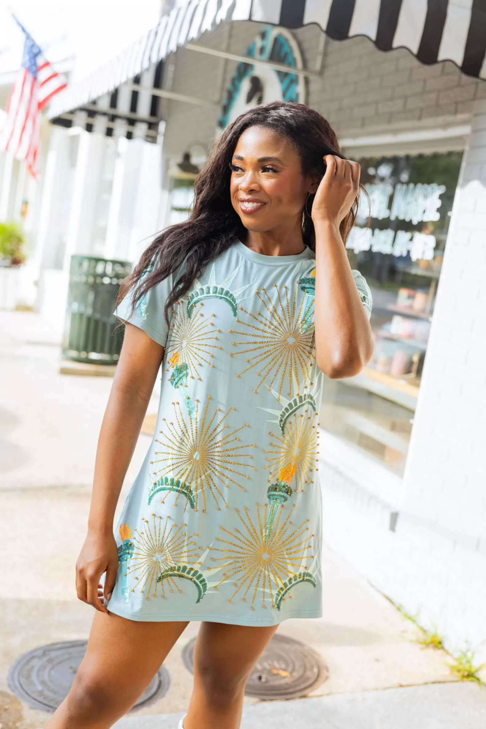 Queen of Sparkles Dresses<Statue of Liberty Icon Tee Dress Mint