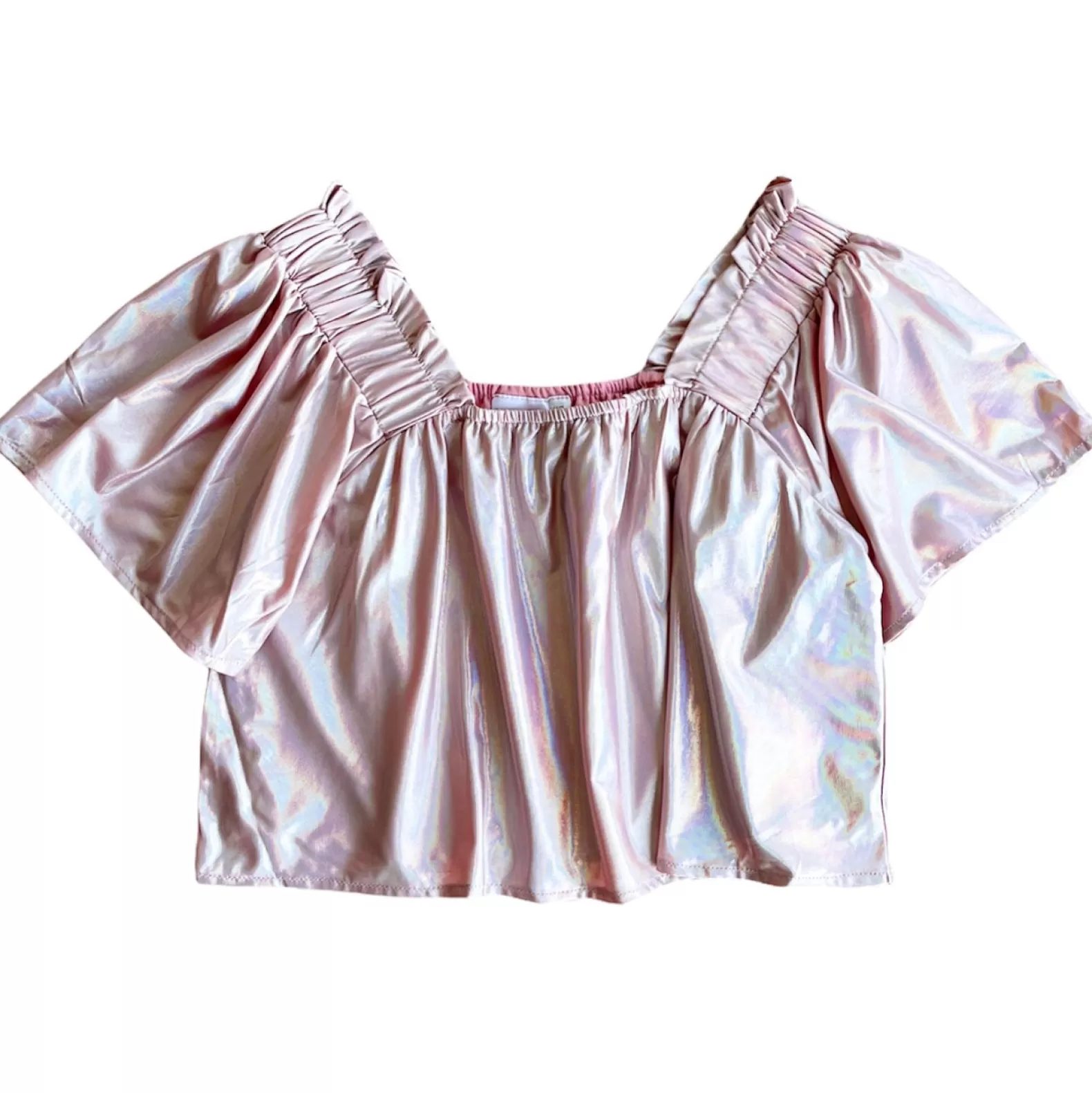 Queen of Sparkles Tops<Pale graphic Flutter Top Pink Holo