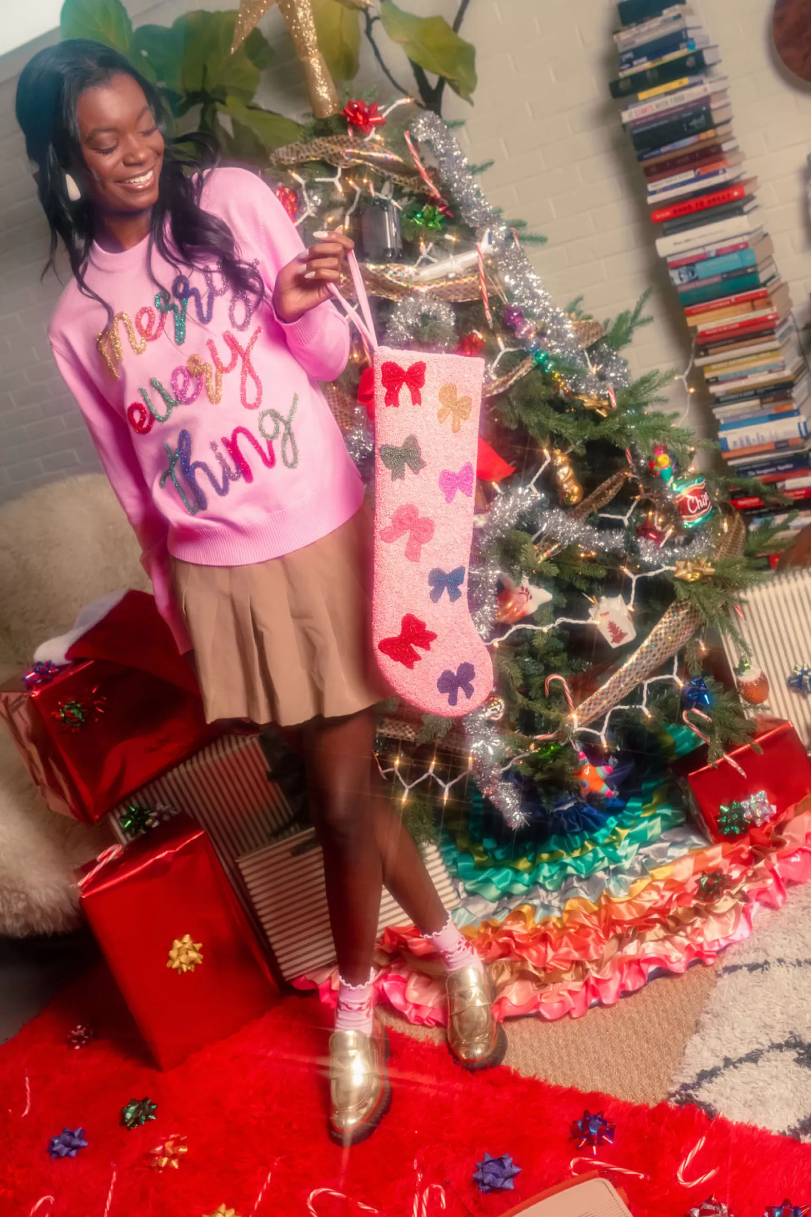 Queen of Sparkles Sweaters<Pink Merry Everything Glitter Script Sweater