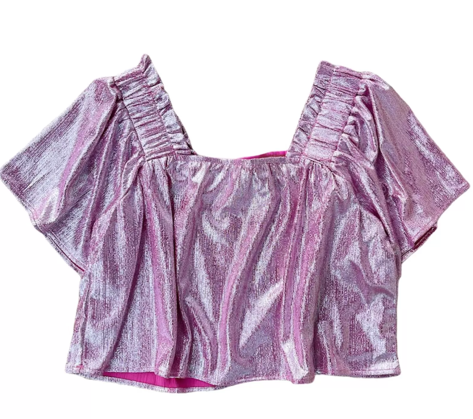 Queen of Sparkles Tops<Pebble Flutter Top Pink Silver