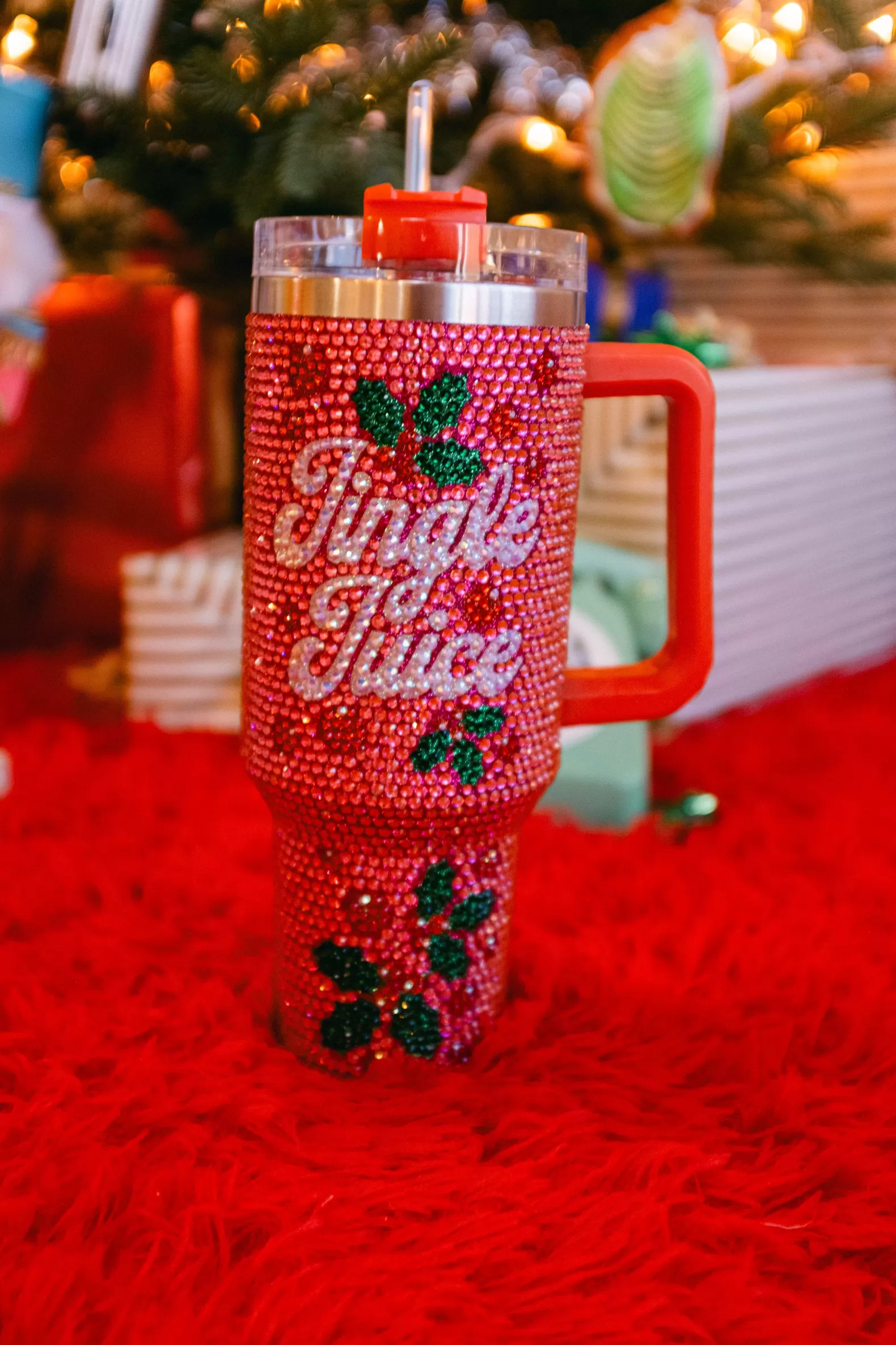 Queen of Sparkles Accessories<'Jingle Juice' Rhinestone Tumbler Red