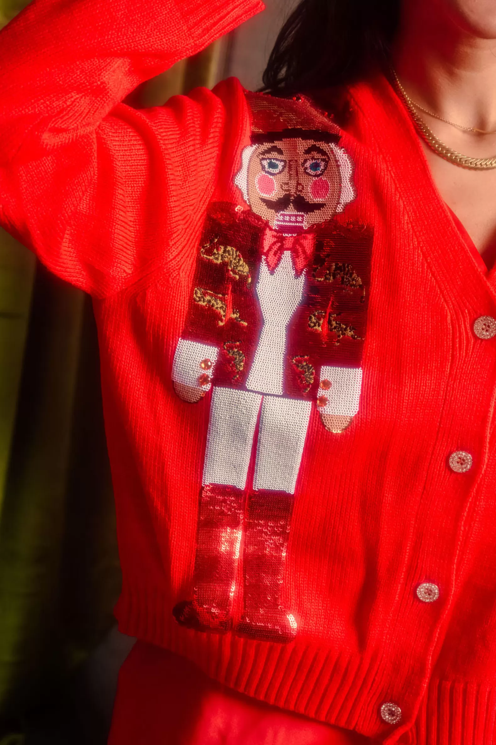 Queen of Sparkles Sweaters<Nutcracker in Leopard Blazer Cardigan Red