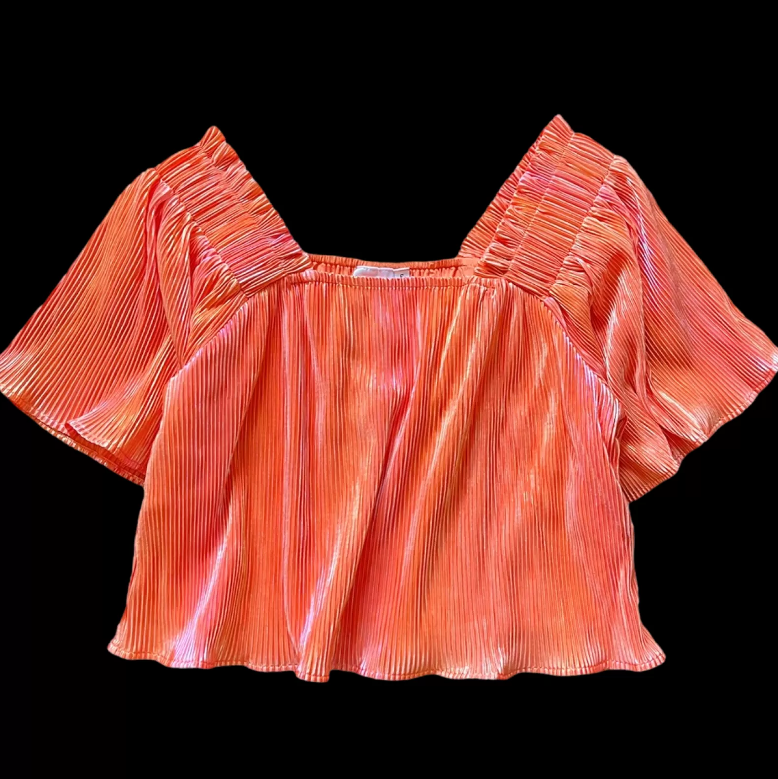 Queen of Sparkles Tops<Pleat Flutter Top Tangerine