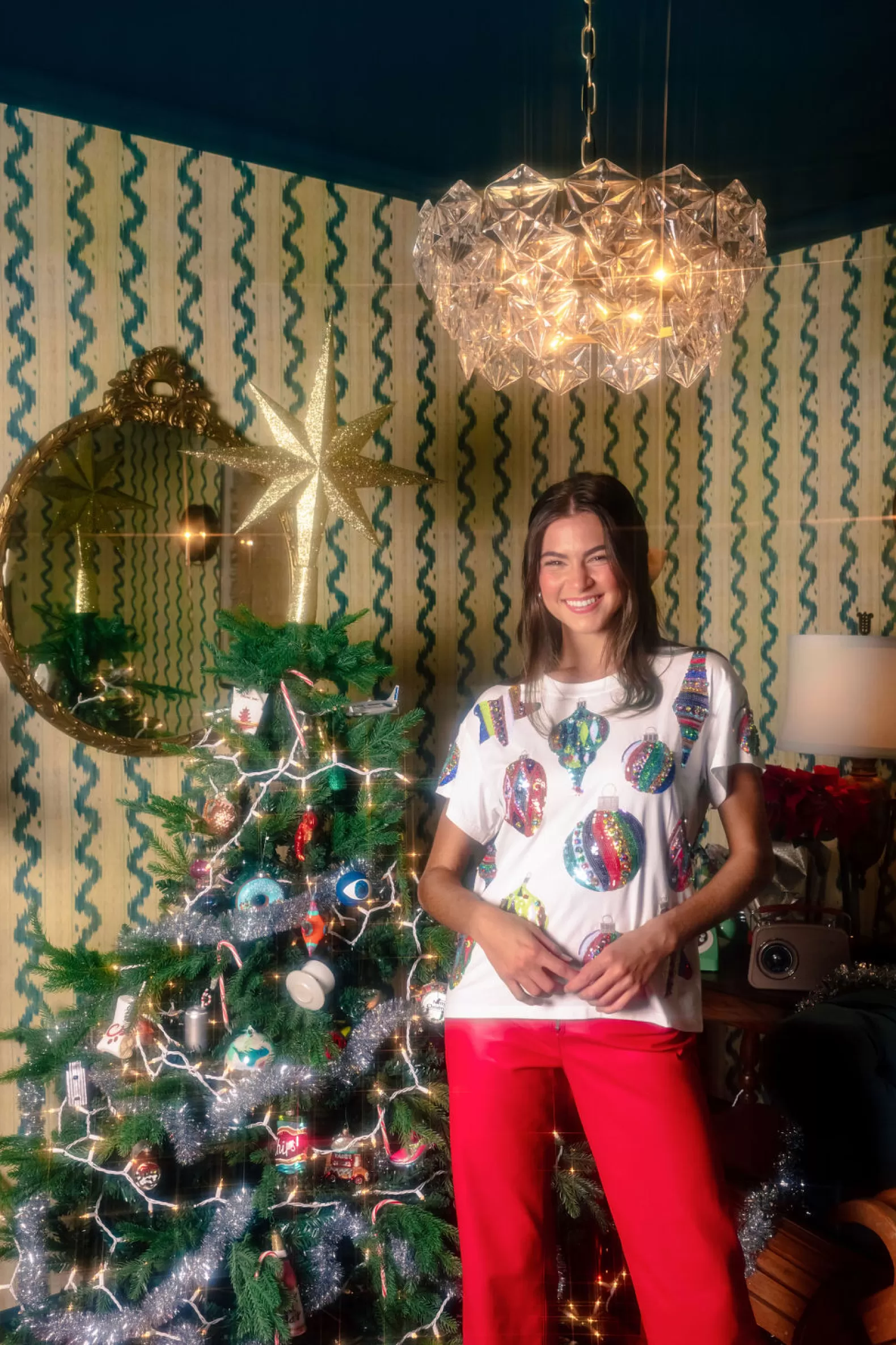 Queen of Sparkles Tees<Multi Color Ornaments Tee White