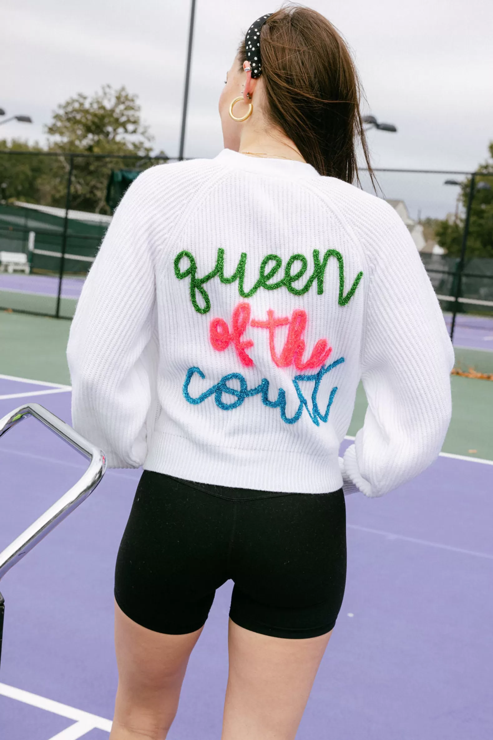 Queen of Sparkles Activewear | Sweaters<Queen of the Tennis Court Cardigan White