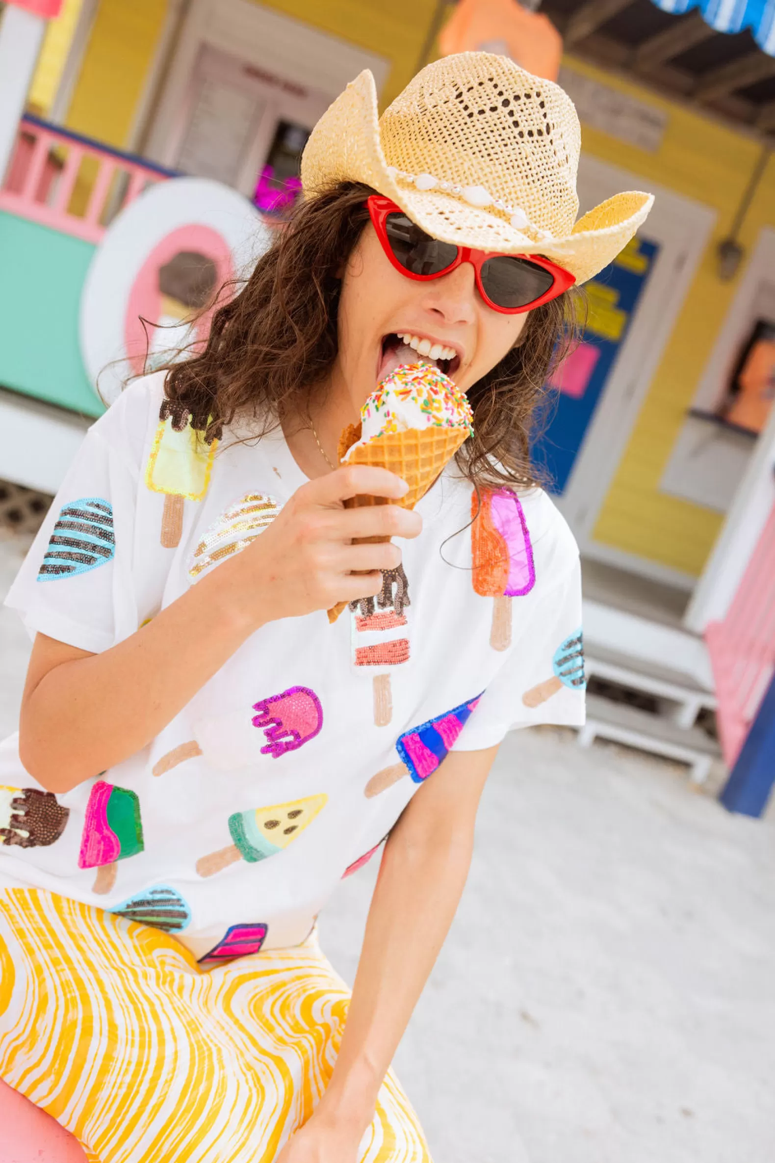 Queen of Sparkles Tees<Scattered Multi Color Popsicle Tee White